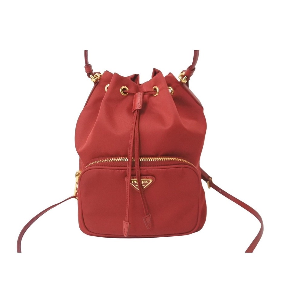 PRADA handbag triangle logo red drawstring closure - Picture 3 of 9